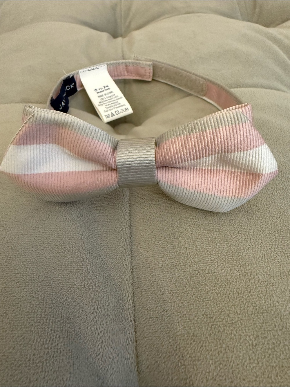 Janie and Jack Pink and Cream Striped Bow tie